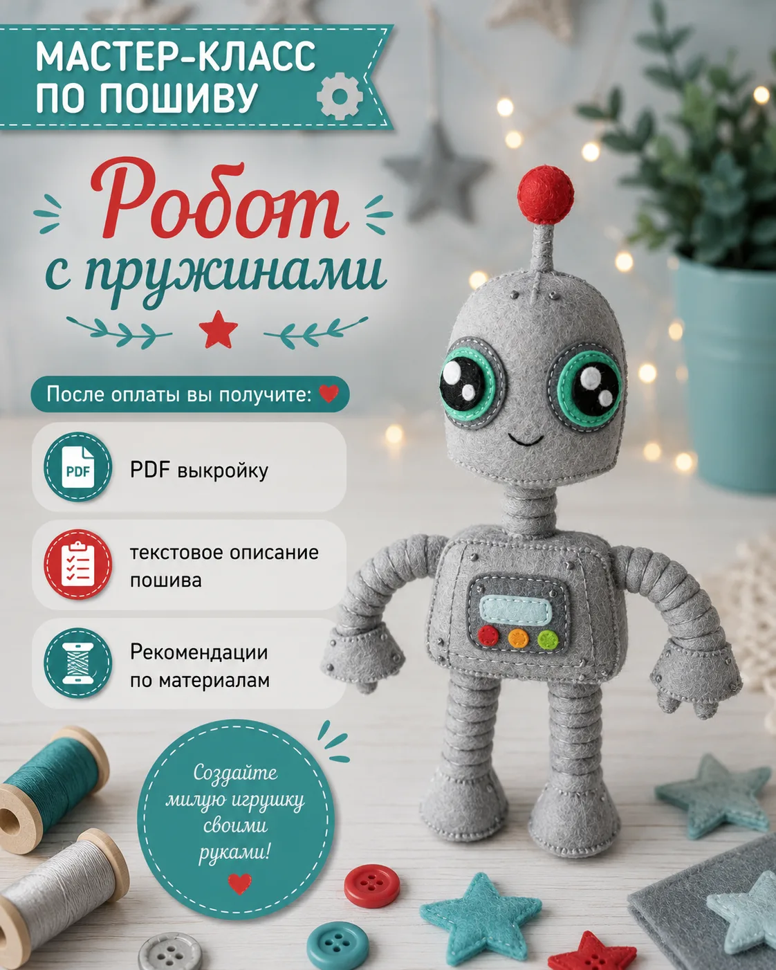 Выкройка робота с пружинами — мастер-класс с текстовым описанием