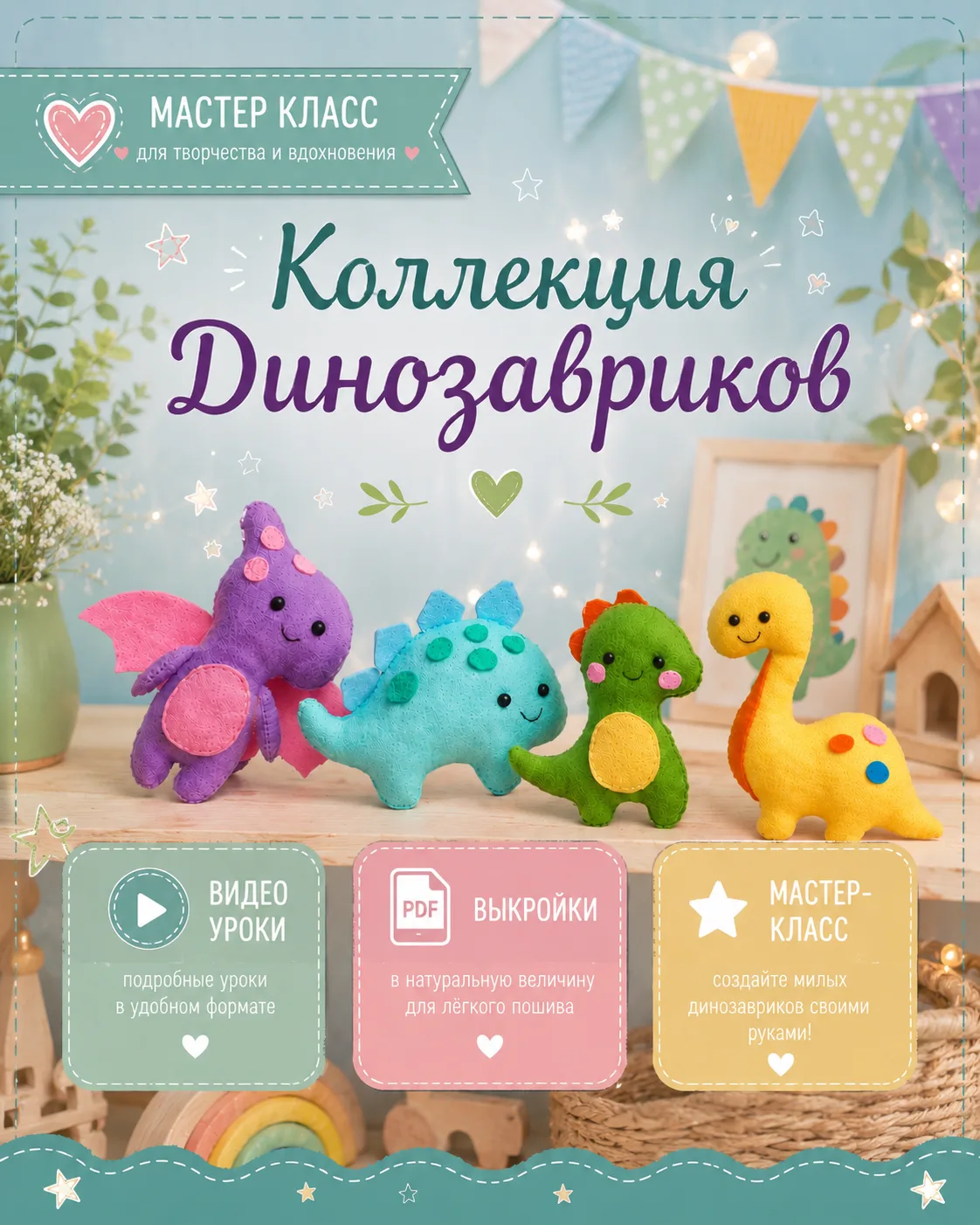 Выкройки динозавров - мастер классы с видео