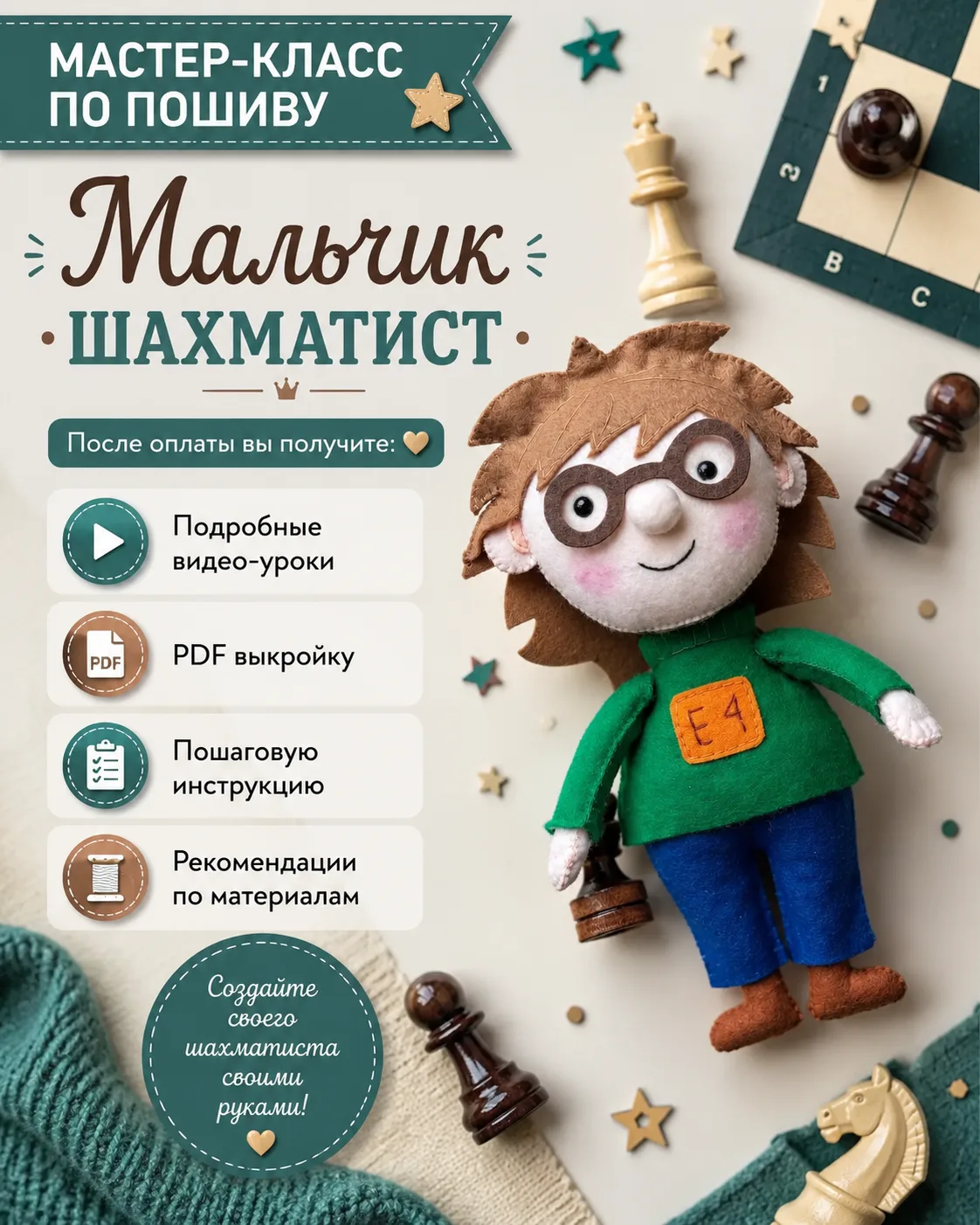 Выкройка шахматиста — мастер-класс с видео