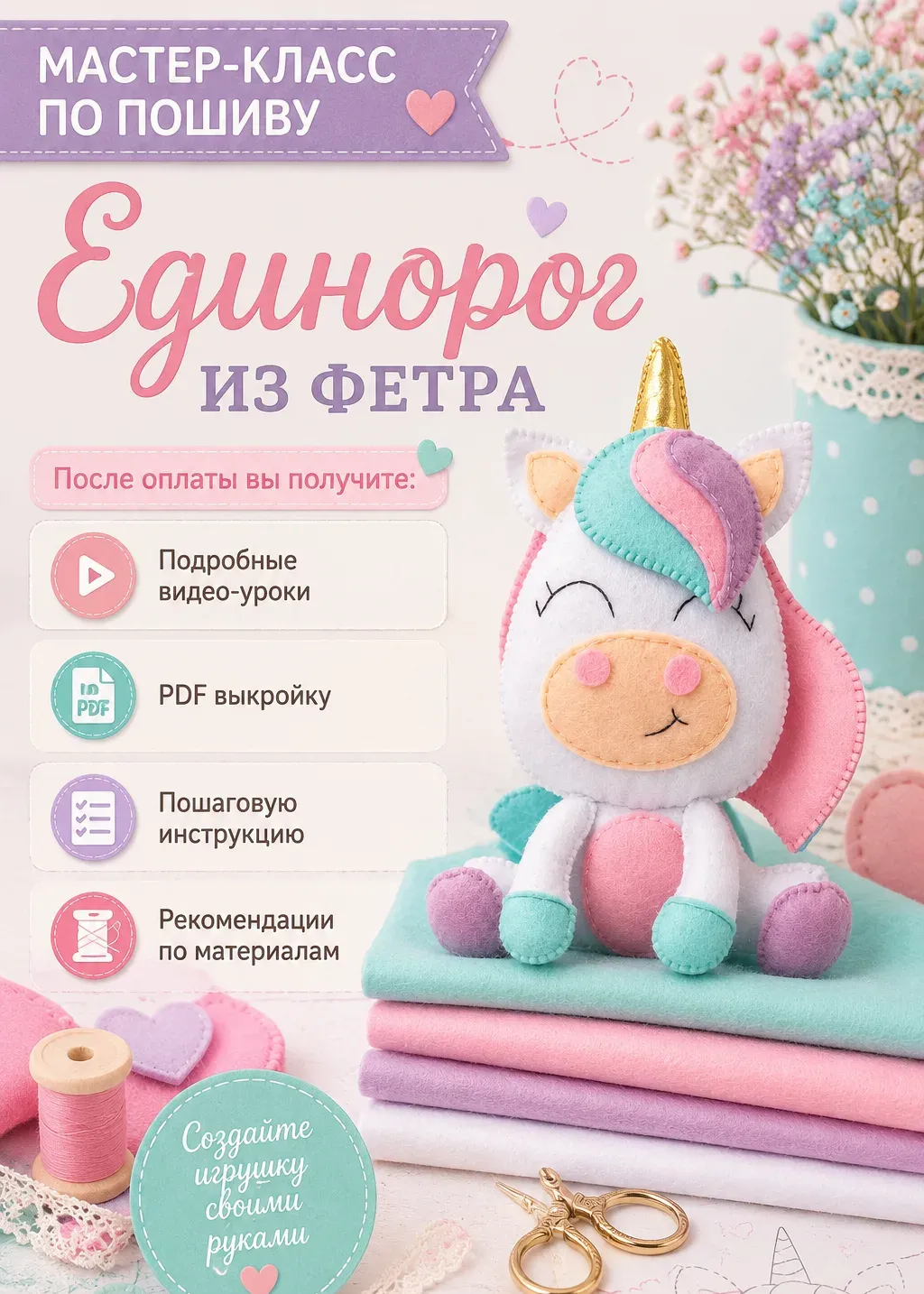 Выкройка единорога — мастер-класс с видео