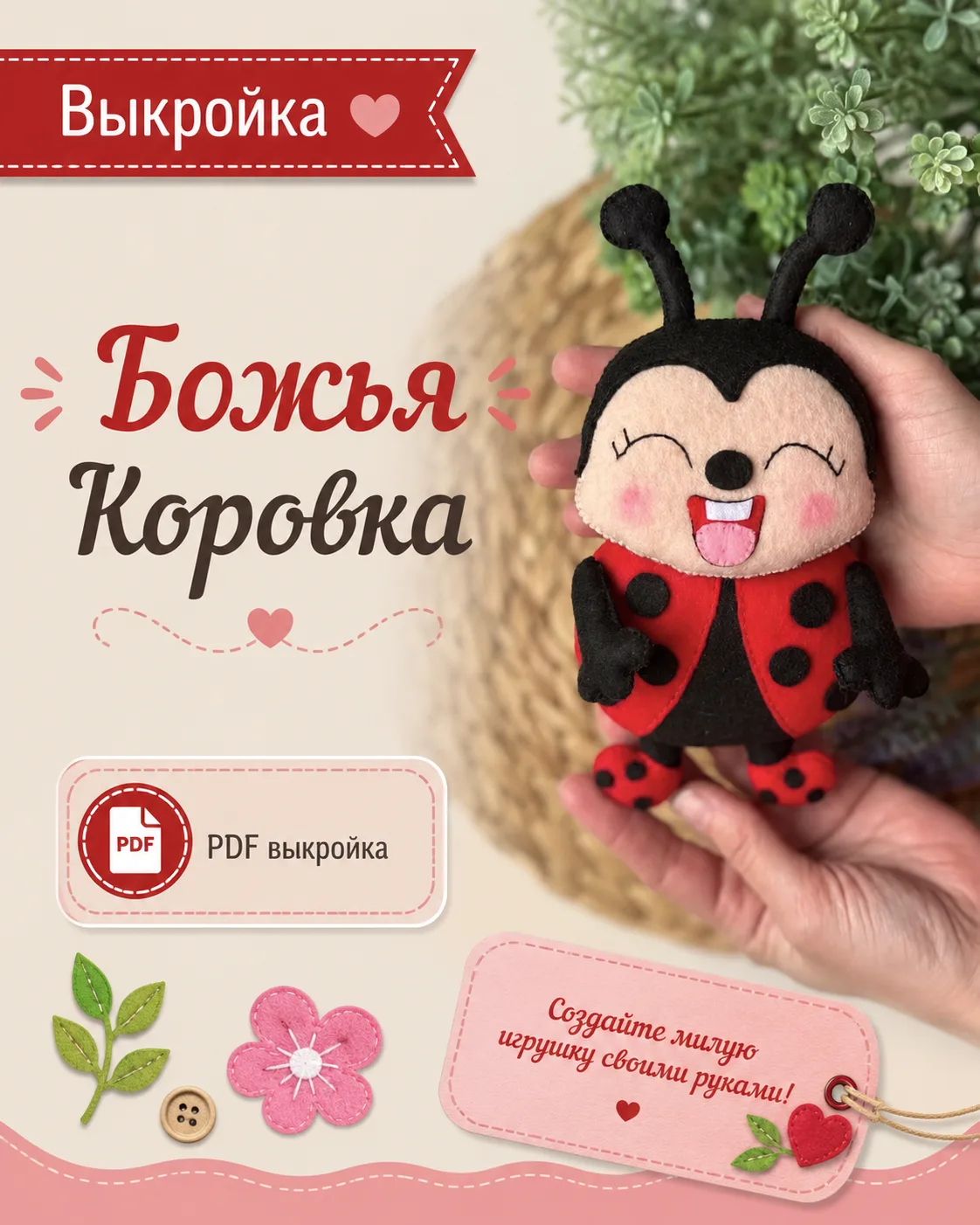 Выкройка божьей коровки