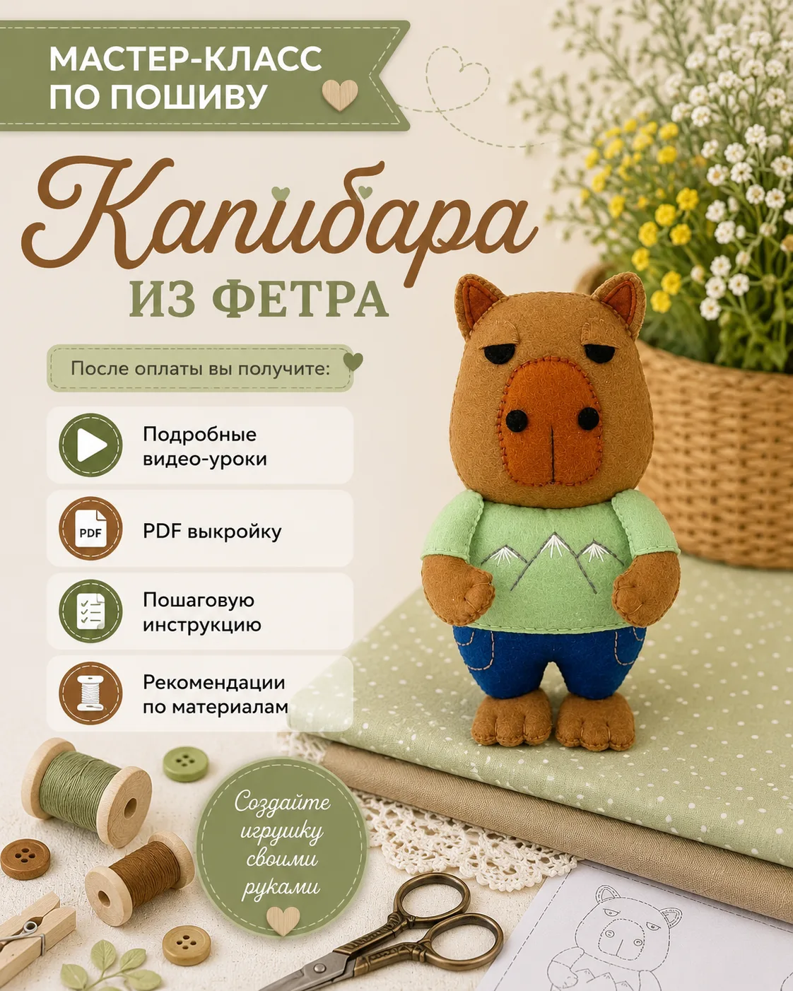 Выкройка капибары — мастер-класс с видео — фото 2