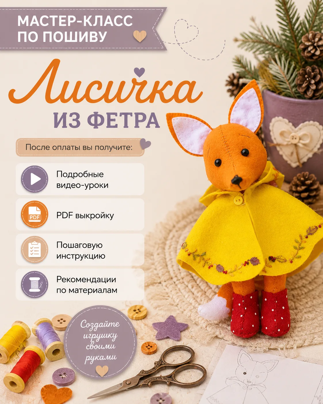 Выкройка осенней лисички — мастер-класс с видео