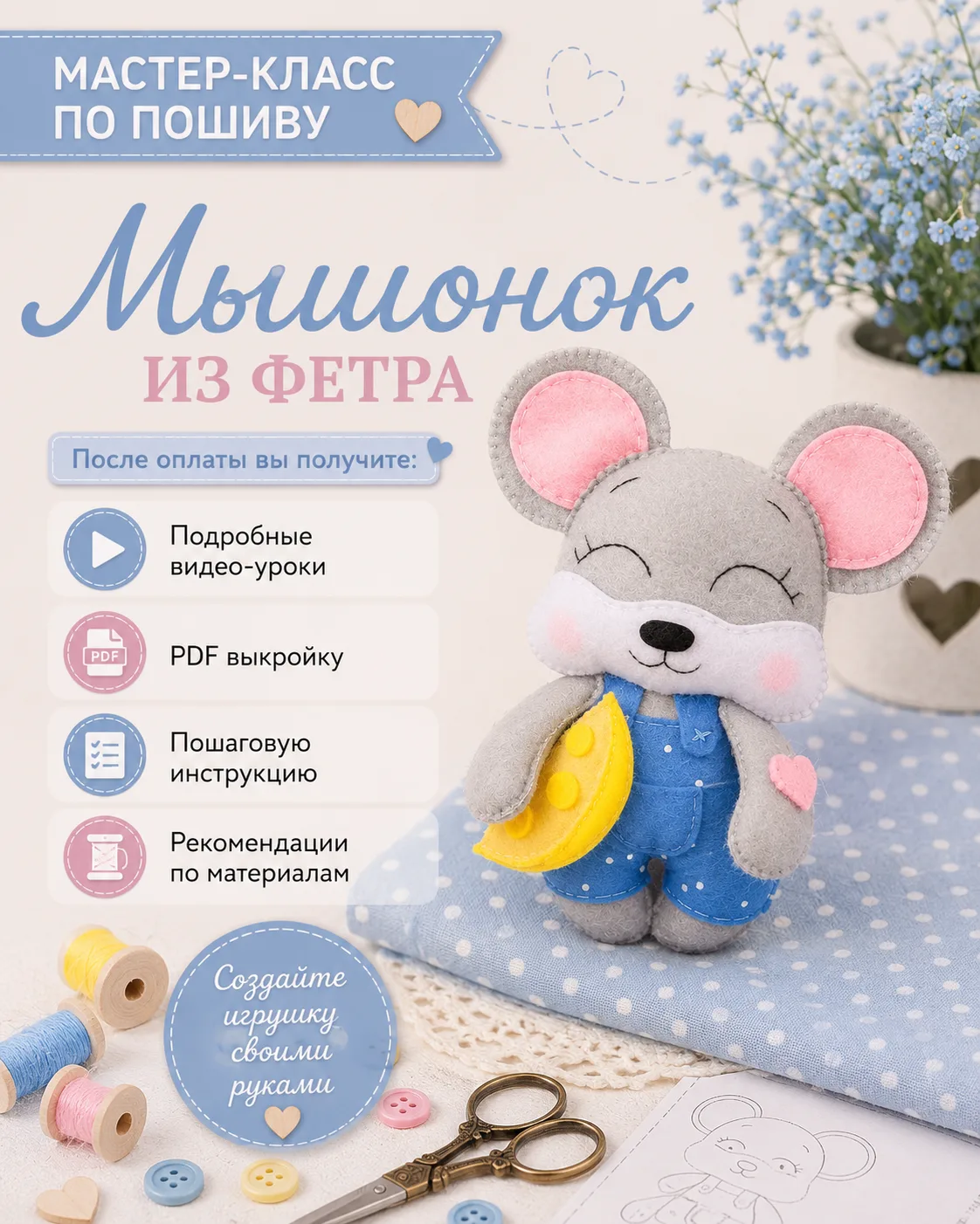 Выкройка мышонка — мастер-класс с видео